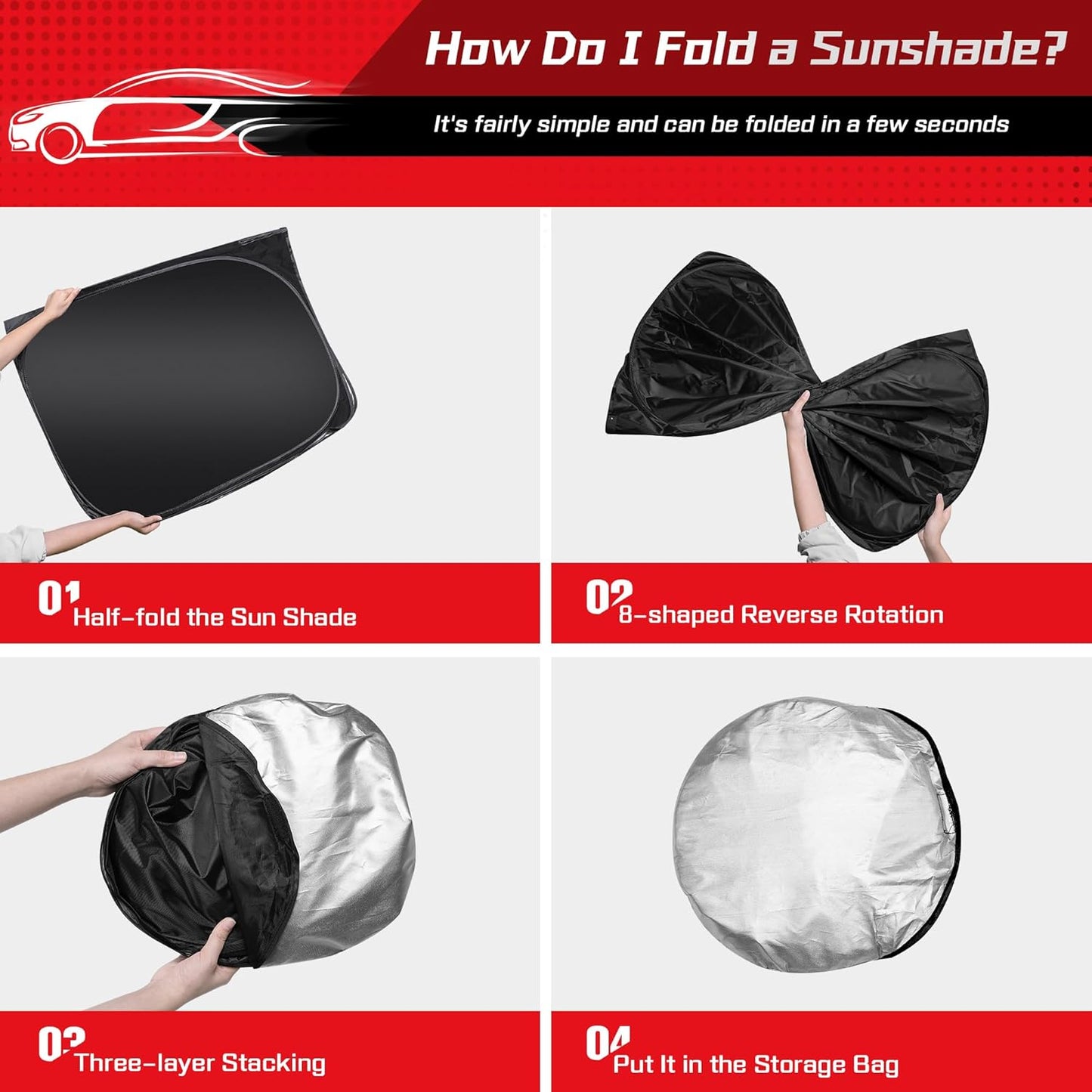 ARISMOTOR Windshield Sun Shade for Ford Super Duty F250 F350 F450 F550 2017-2025, Custom Fit Foldable Front Window Sunshade Sun Visor Protector, Block UV Rays Keep Your Car Cooler