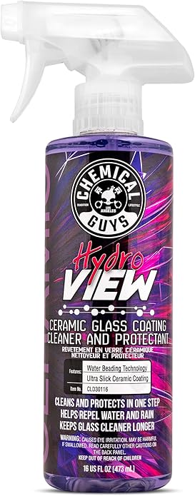 Chemical Guys HydroView Ceramic Glass Cleaner & Coating - Cleans & Adds Hydrophobic Protection, Car Window Cleaner for Glass, and Mirrors, Trucks, SUVs, and Home Use - 16 fl oz