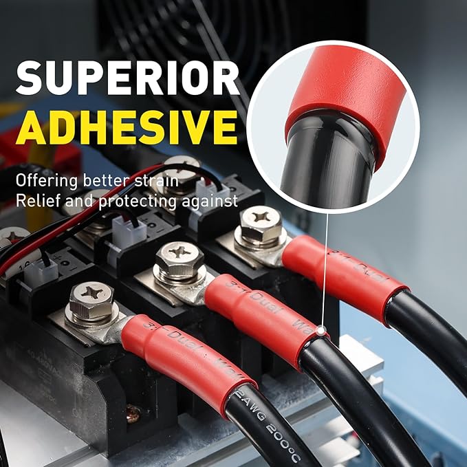 haisstronica 3:1 Heat Shrink Tubing, Shrink Ratio Adhesive Lined Marine Grade Heat Shrink Tube for Home, Automotive and Industrial (Red) 65FT 1/4inch