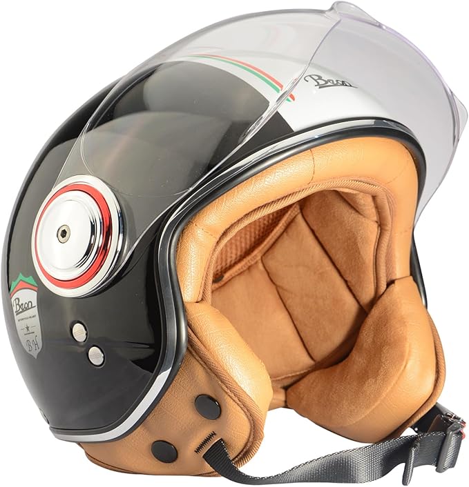 Open Face Motorcycle Helmet for Adults,DOT Approved - Moped Half Vespa Retro Helmet with Anti-Scratch Visor for Men and Women