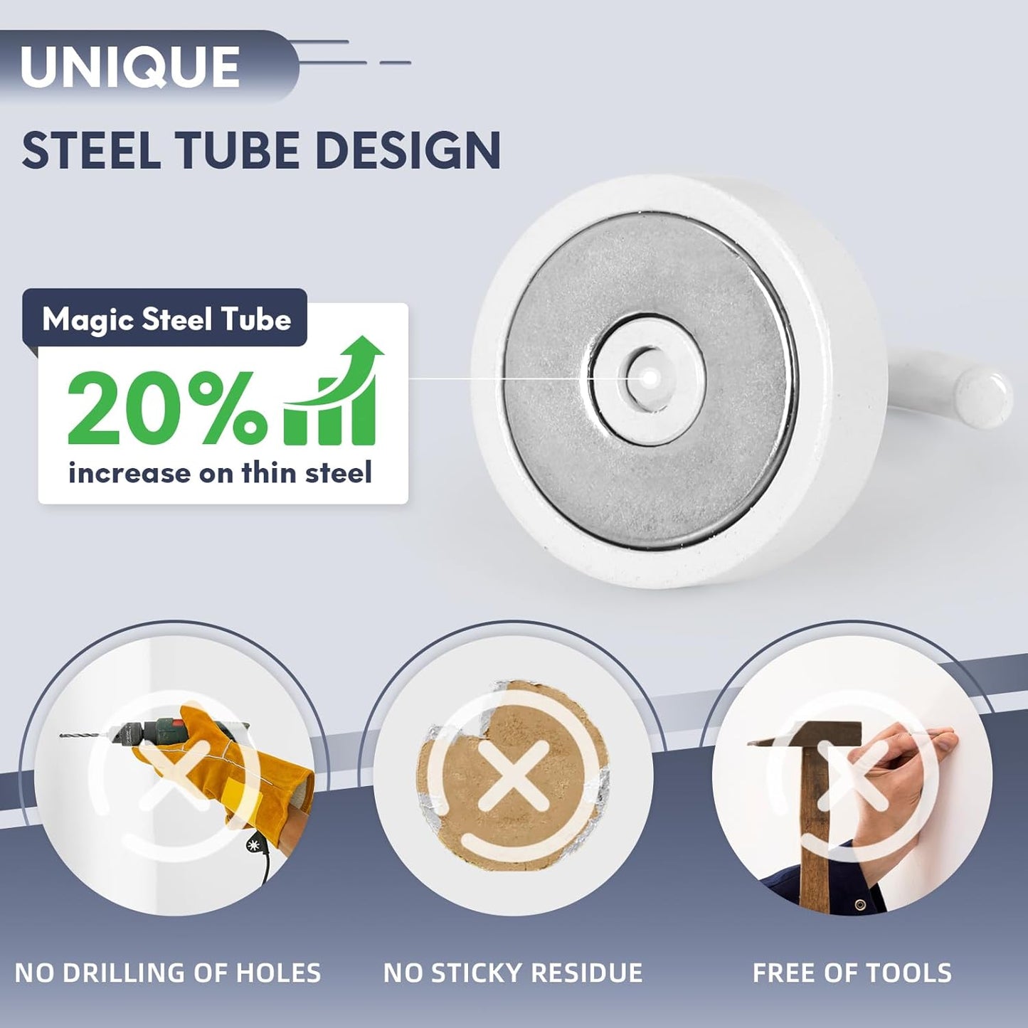 Neosmuk Magnetic Hooks, Cruise Ship Essentials, 40lb+ Heavy Duty Magnetic Hooks for Cruise Cabins, Refrigerator, Grill, Hanging, and Travel | Extra Strong Must-Haves Magnet Hook,White,Pack of 10