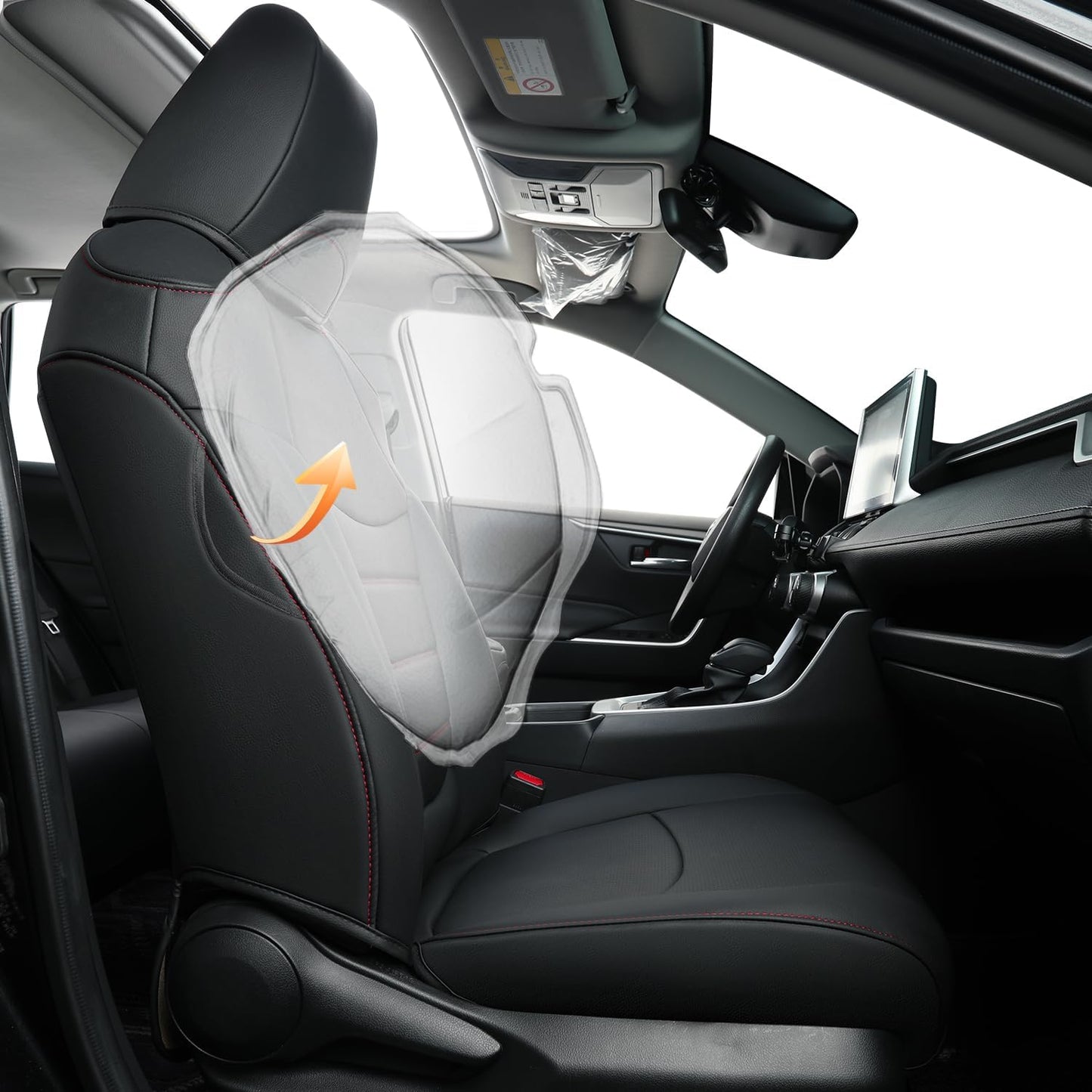 RISINGSTAR Rav4 Seat Covers, fit 2019-2025 Toyota Rav4 XLE LE XLE Premium Limited Base SUV, not for Adventure and TRD-Off(Black&Red)