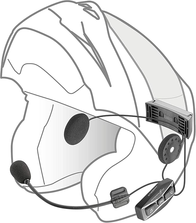 Interphone UCOM4 - Motorcycle Bluetooth Communication - 4 Riders up to 1.6 Km Range - Battery 15Hr - Helmets Headset Compatible TFT and GPS - DSP and Noise Control - Waterproof IP67 - Single Pack