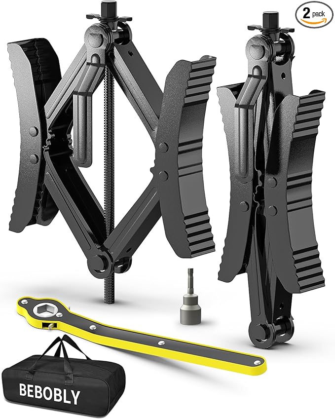 Camper RV Wheel Chock Stabilizer, Heavy Duty X-Shaped Camper Wheel Chock 2 Sets with Wrench for Travel Trailer, Fits 3.5" to 12" Wheel Gaps, Anti-Move Tire Wheel Chock