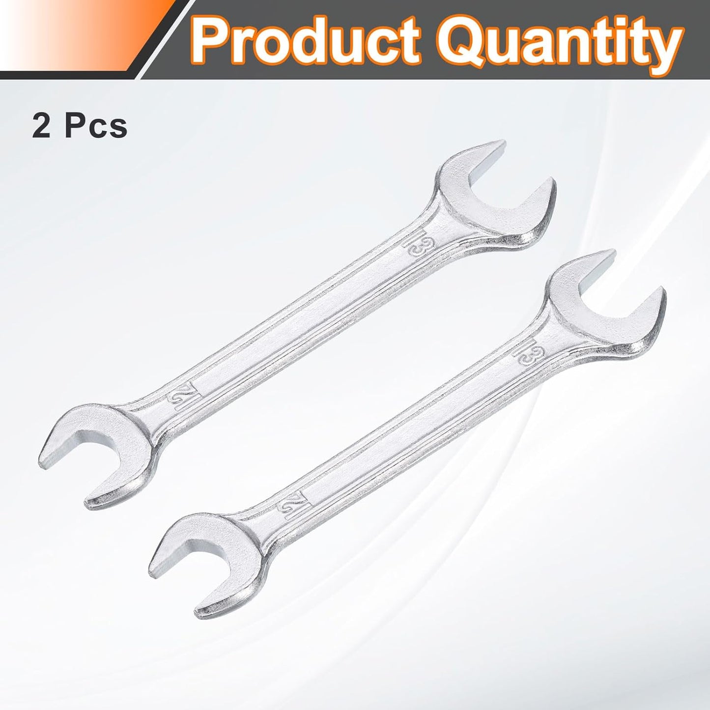 HARFINGTON 2pcs Double Open End Wrench 12mm x 13mm Metric 15 Degree Offset Angle Small Flat Head Wrench Galvanizing Open Ended Spanner for Automotive Repair Furniture Assembly