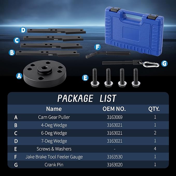 3163021 Cam Timing Tool Kit & 3163530 Jake Brake Adjustment Tool, Compatible with Cummins ISX QSX X15 Engine 2007-2017