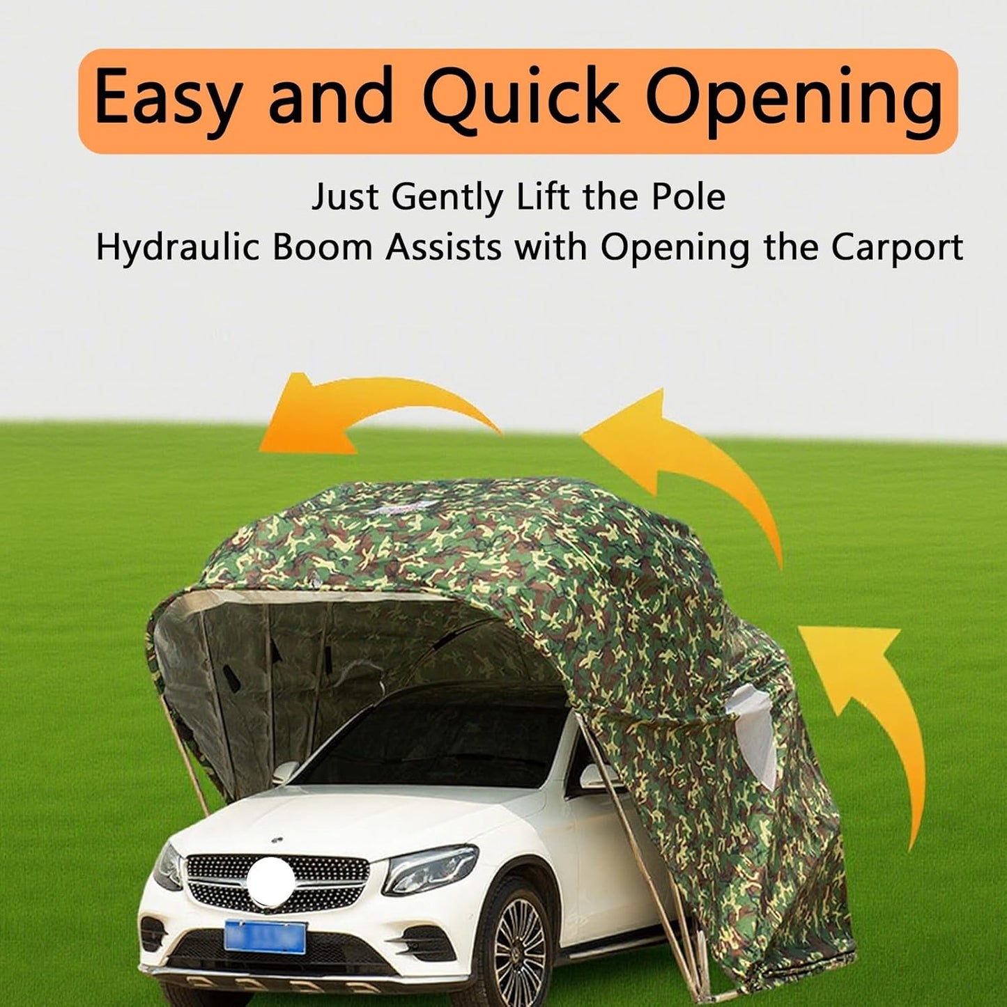 Car Port Portable Storage Shed Carport Canopy Carports Metal Carport Round Style Outdoor Storage Shed Lockable for Automotive Use Anti-Snow Waterproof(Camouflage)