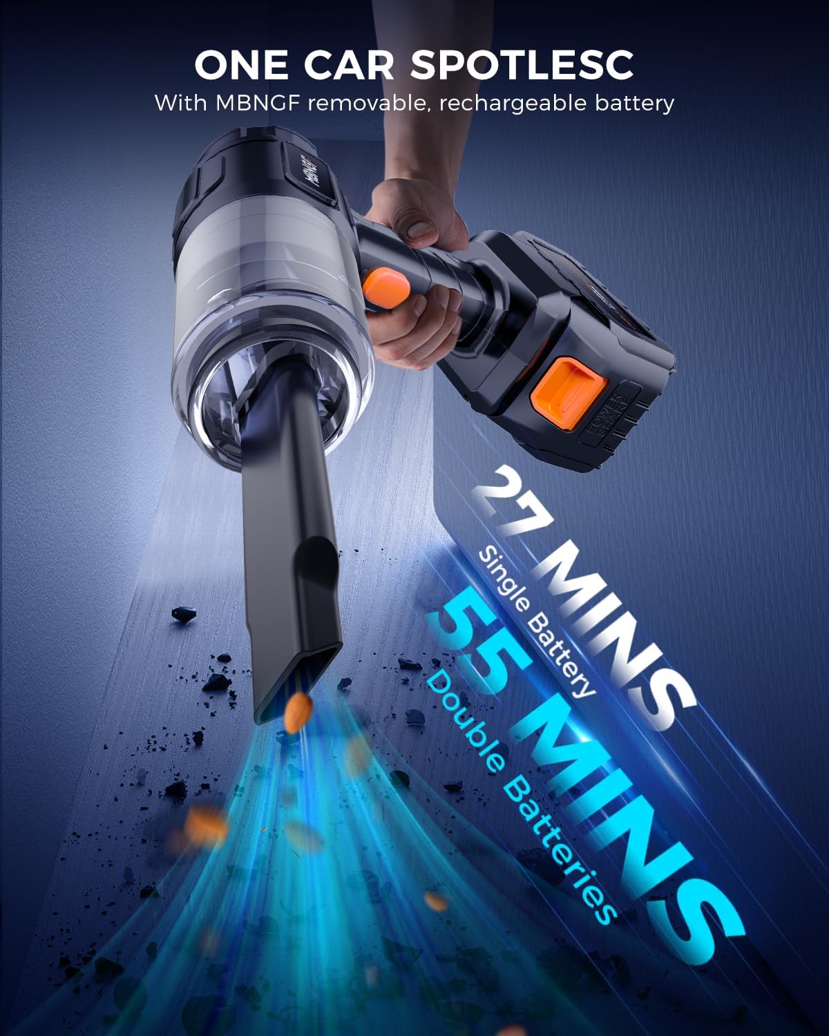 Car Vacuum Portable Cordless, 35000PA High Power Suction & Blower, Wireless Handheld Vacuum Cleaner for Car, Home, Office, Pet(Navy Black)