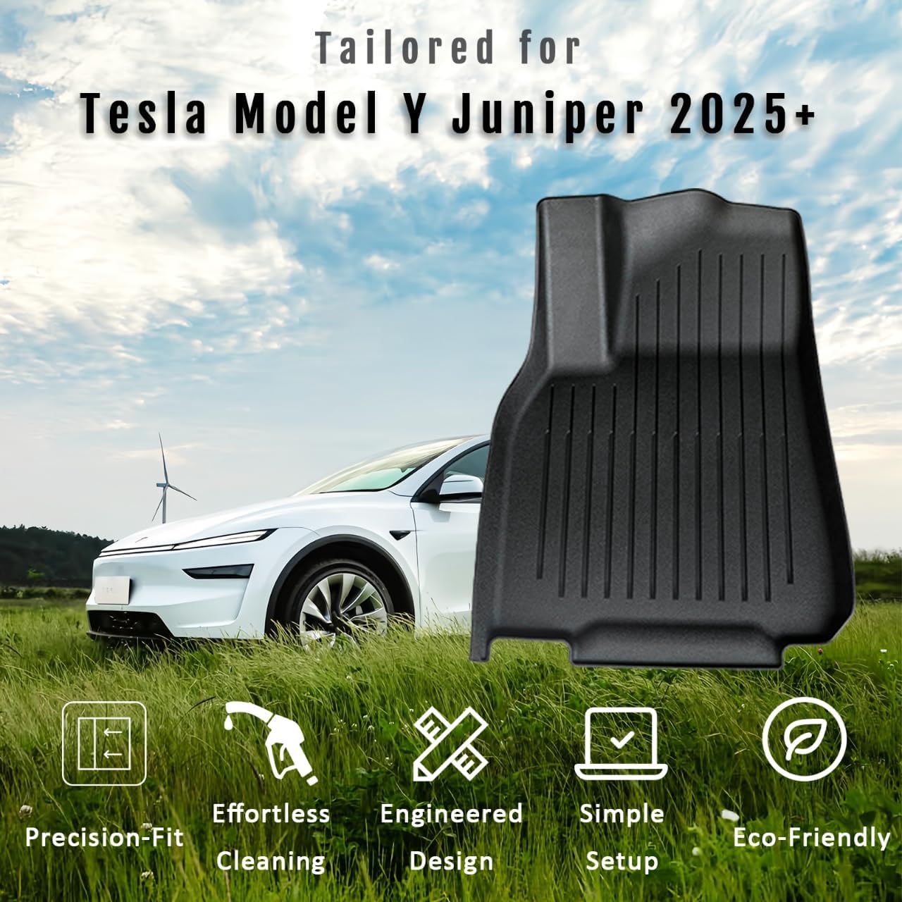 Tesla Model Y Juniper Floor Mats and Cargo Liner,9PCS TPE All Weather Floor Liner for New Model Y 2025 2026 5 Seat,Black Car Mats for Tesla Accseeories, Cargo Mats and Seat Back Cover Protector