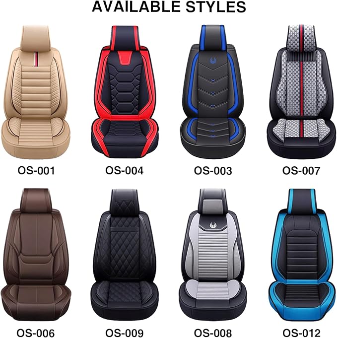OASIS AUTO Car Seat Covers Full Set, Waterproof Faux Leather Seat Covers for Cars Universal Fit for SUV, Truck, Sedan, Black Premium Car Seat Protector with Front & Back Cushions (OS-004 Coffee)