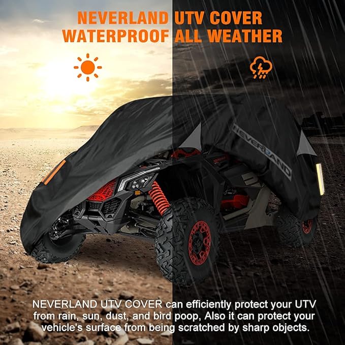 NEVERLAND UTV Cover Waterproof - All Weather Protection UTV Cover Compatible with RZR Polaris Ranger Yamaha Rhino Can-Am Commander Defender Honda Pioneer Sxs