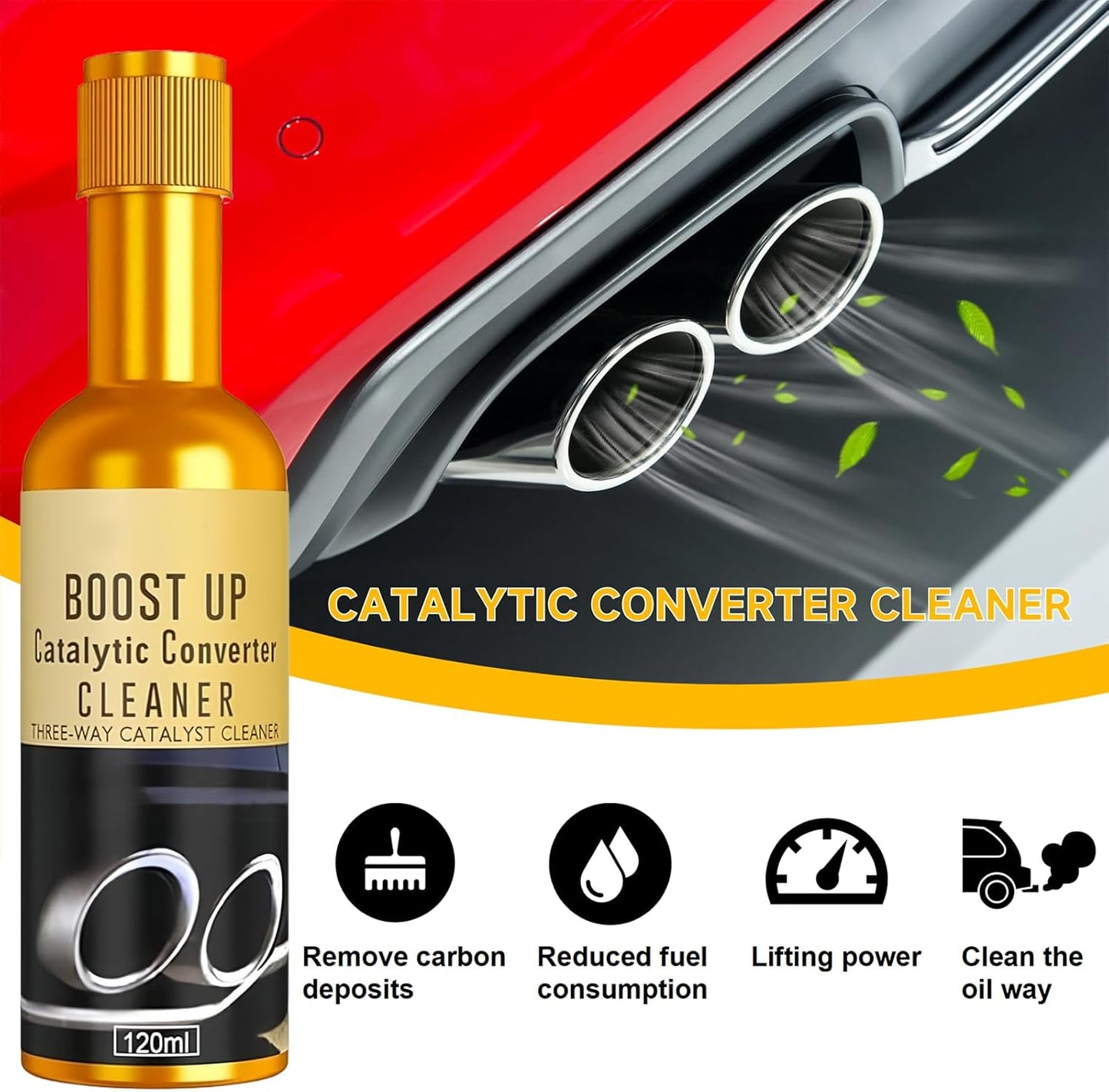 Catalytic Converter Cleaner,120 ml Auto Parts Engine Cleaner, Exhaust System Pipe Carbon Removal Treatment Additive Oil, Fuel System Treatment Oil Additive for Gas and Diesel Car (120ml-1PC)
