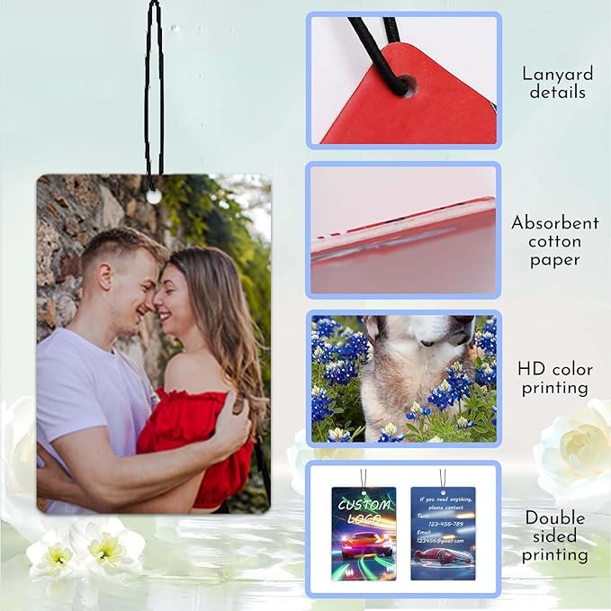 10/20/50/100Pcs Custom Logo Air Freshener for Car Bulk,Wholesale Personalized Double-Sided Car Air Fresheners with Photo Text Logo (10pcs-Round)
