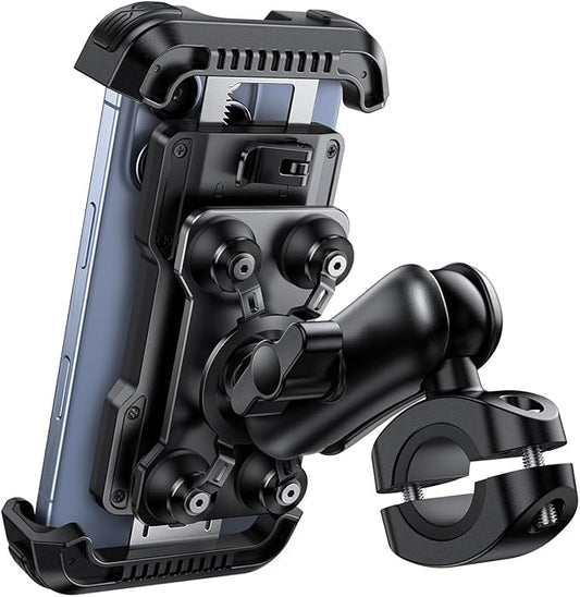 Lamicall Motorcycle Phone Mount Holder - [Dual Vibration Dampener] [Metal Adjustment Arm] Motorcycle Cell Phone Holder, Bike Handlebar Phone Mount, for iPhone 16/15/ 14/13 Pro Max, 4.7-6.7" Phones