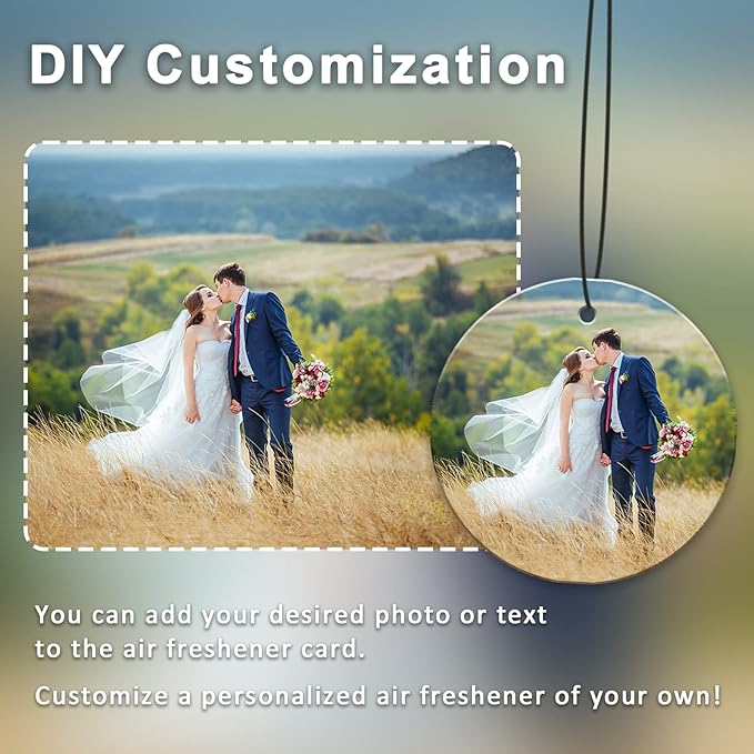 Custom Air Freshener for Car - Double Sided photo Personalized Air Freshener for Car with Multiple Fragrances Decorations for Wardrobe, Bathroom,Hanging Ornaments (Unique Scented Gift) (Round)