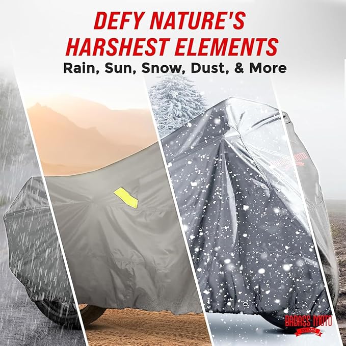 Badass Moto Ultimate Motorcycle Cover Waterproof Outdoor, Heavy Duty Motorcycle Cover for Harleys - Motorcycle Sun Cover, Fits Harley Davidson Motorcycle Covers, Street or Sportbike Cover