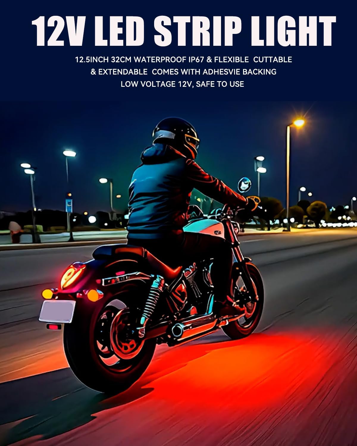 Keiurot 12V Led Light Strip 32CM Waterproof LEDs Light Strips for Cars Motorcycles Golf Cart Interior & Exterior Marine Boat Red Led Strip Lights 5050 18SMD,Pack of 4