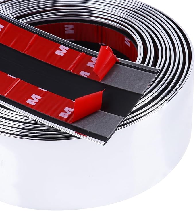 2"(50mm) Automotive Chrome Trim Molding 32FT Heavy Duty Car Side Moldings Self Adhesive UV Protected Scratch-Proof for Truck RV Boat Exterior Interior Body Door Window Bumper