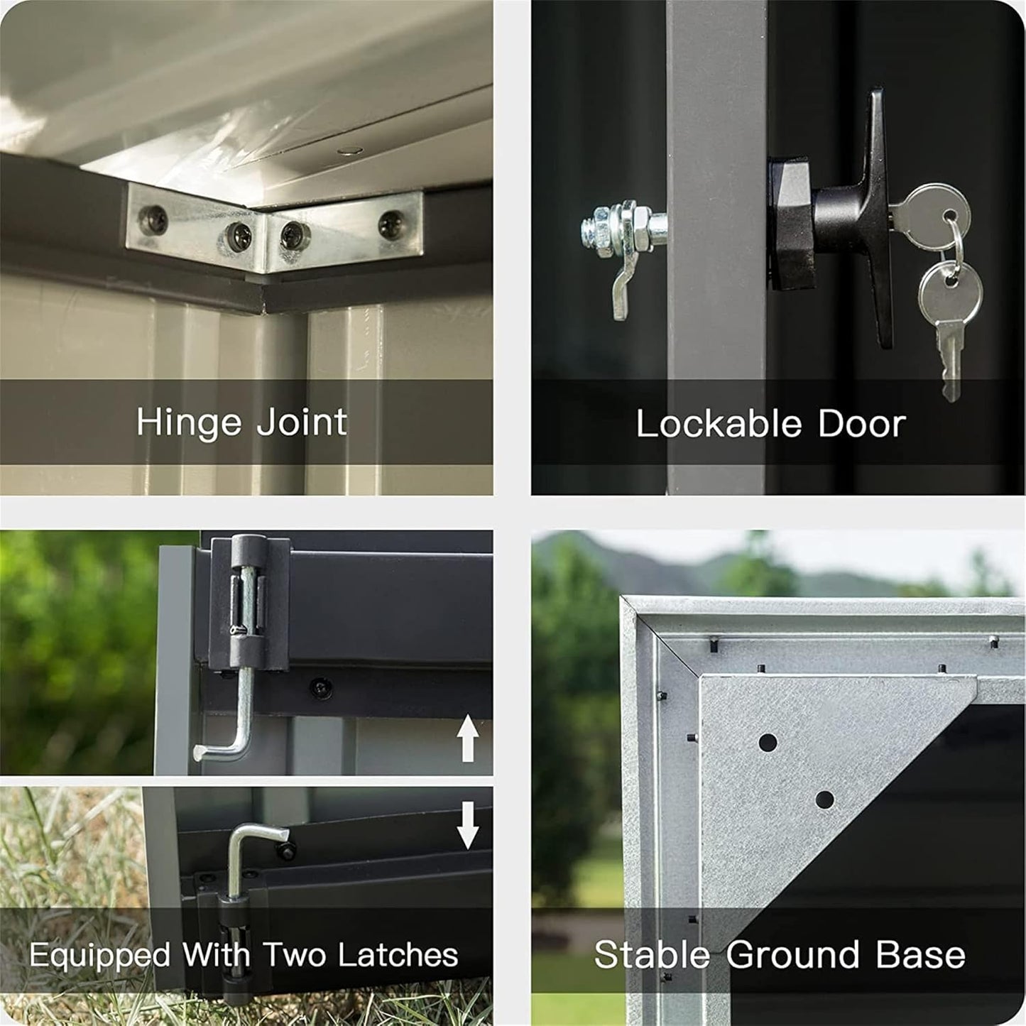 IKERY Galvanized Steel Garden Shed 6' x 4' with Sloping Roof & Lockable Door - Metal Utility Storage Shed for Backyard Tools - Dark Gray