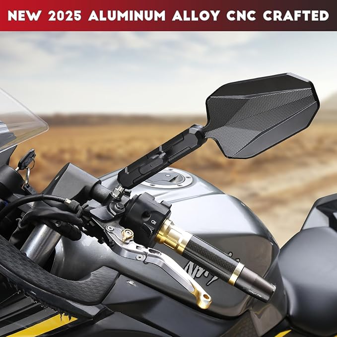 Aluminum Alloy CNC Adventure Bike Mirrors M10*1.25,Motorcycle Mirror Fits RAM B Balls and 7/8"Handlebar,Compatible with KTM 1290 Super Adv,Honda Grom,Kawasaki KLR,Yamaha XT,Suzuki DR & More