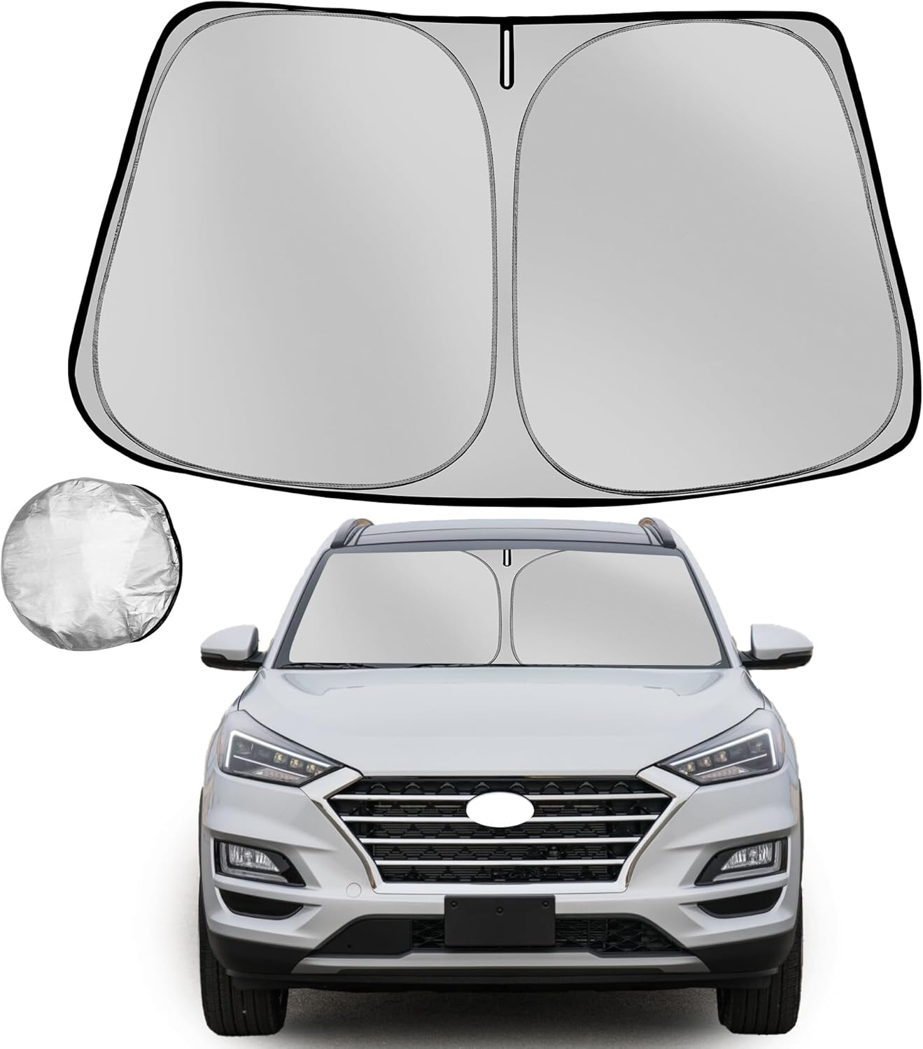 Windshield Sun Shade for 2016-2021 Hyun-dai Tucson Foldable Sun Sunshade for Car Front Window Blocks UV Rays and Heat Automotive Interior Protector Custom Fit Accessories