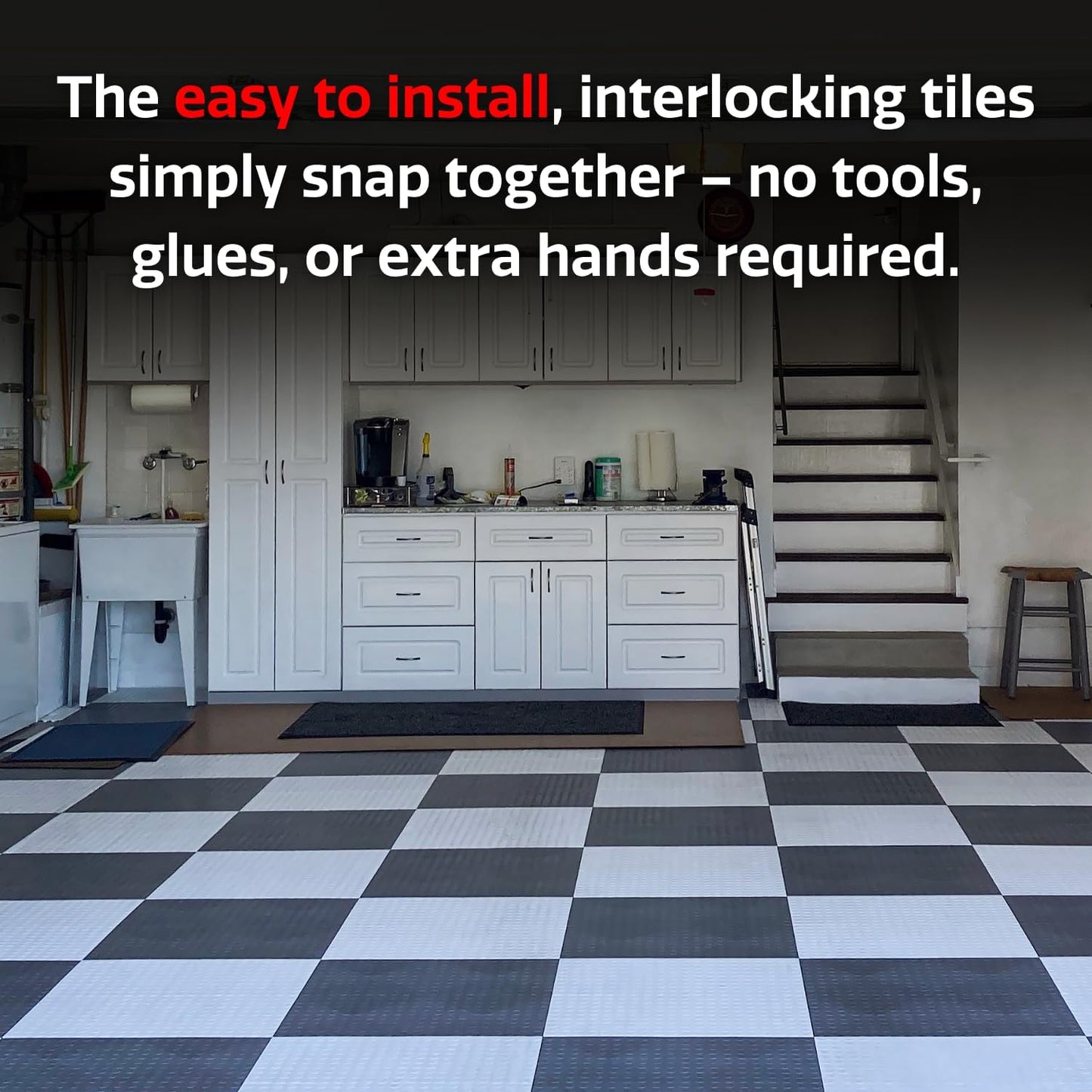 Big Floors GarageDeck Coin Pattern, Durable Copolymer Interlocking Modular Non-Slip Garage Flooring Tile (Graphite, 12 Pack of 12 x 12" Tiles)