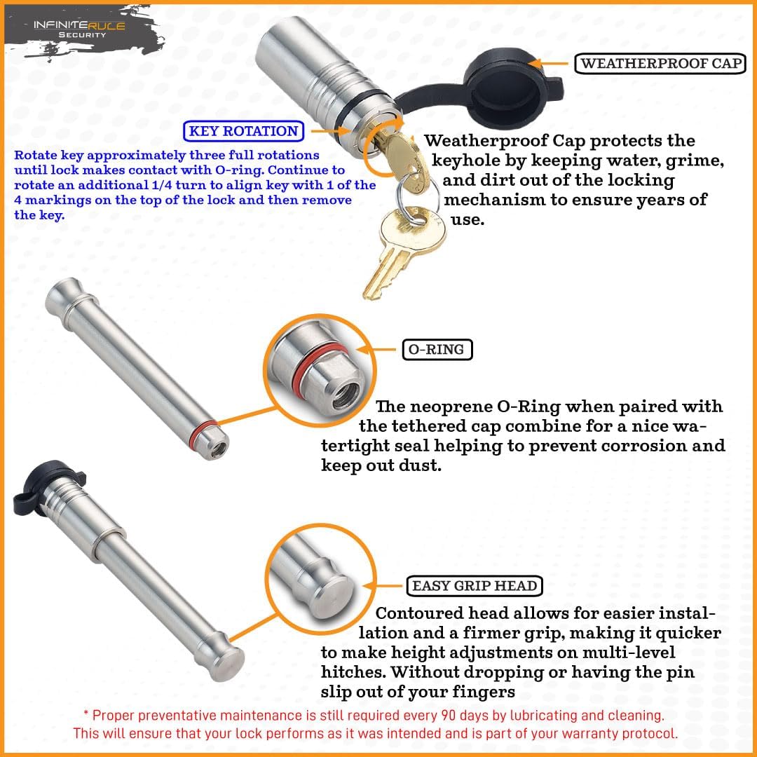 61192 | Single Pack, 2" Receiver Lock for 2015+ Toyota Tacoma, Tundra, & SUV