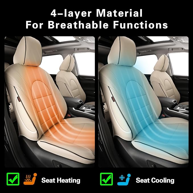 EKR Camry Seat Covers for Toyota Camry SE,XSE,SE Sport 2012-2017 (Not for Hybrid) Leather Car Seat Cover Full Set for Trucks SUV-Faux Leather ((Beige)