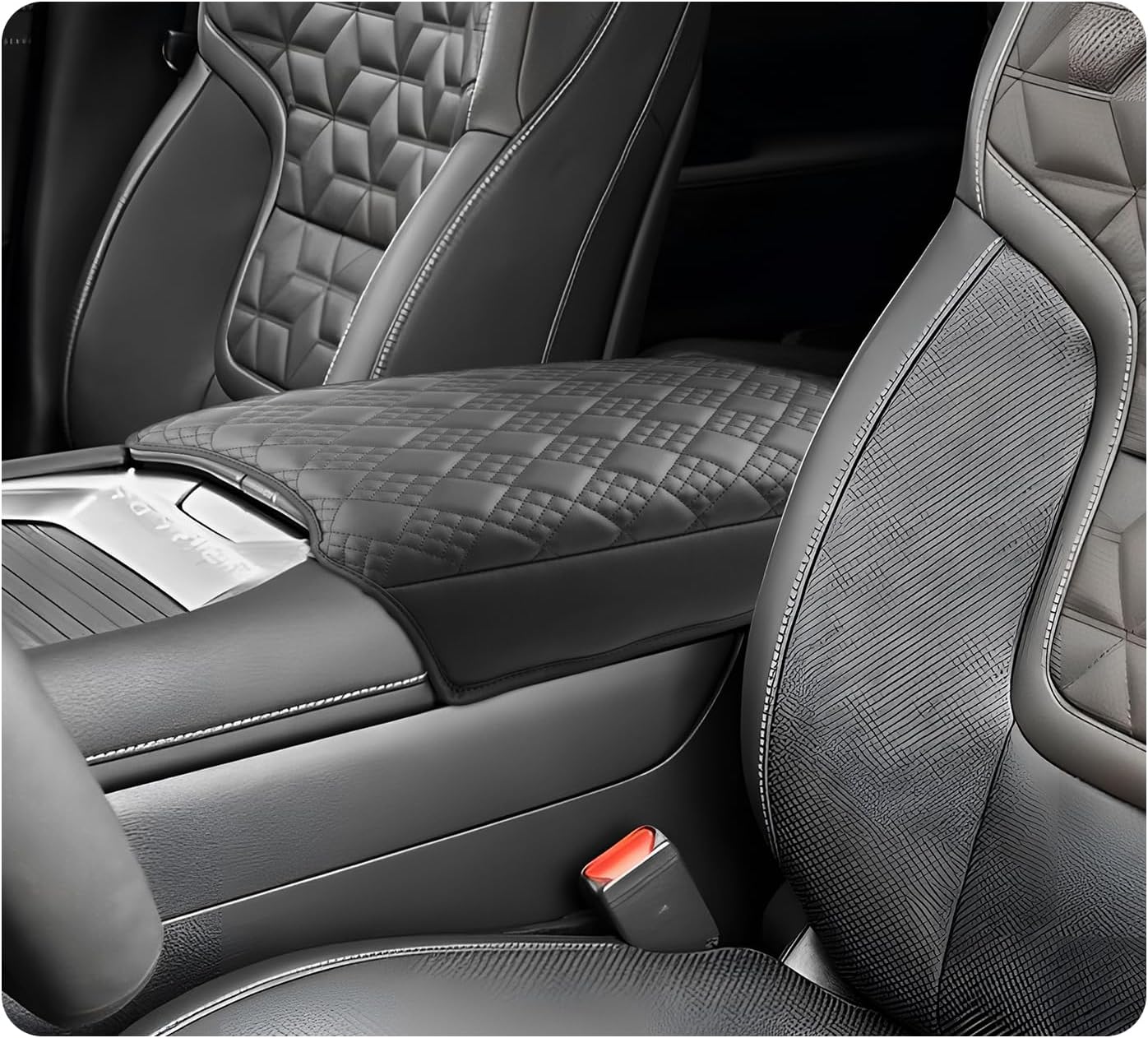 LUWU Center Console Cover Compatible with 2025 Nissan Armada Accessories 2025 Armada SV/SL/Platinum Armrest Cover Armrest Console Cover (Thick Black)