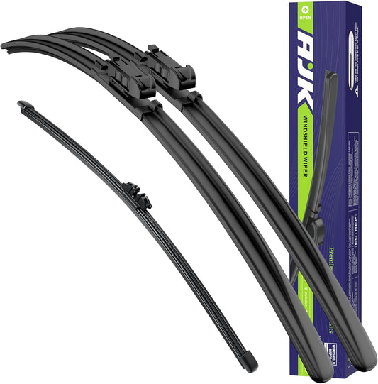 AJK Front Windshield Wiper for Ford Explorer 2011-2015 2016 2017 2018 2019 2020 2023 2024, Original Equipment Back Window Wipers Blades, Conventional, Vehicle Specific Fit, Pack of 3