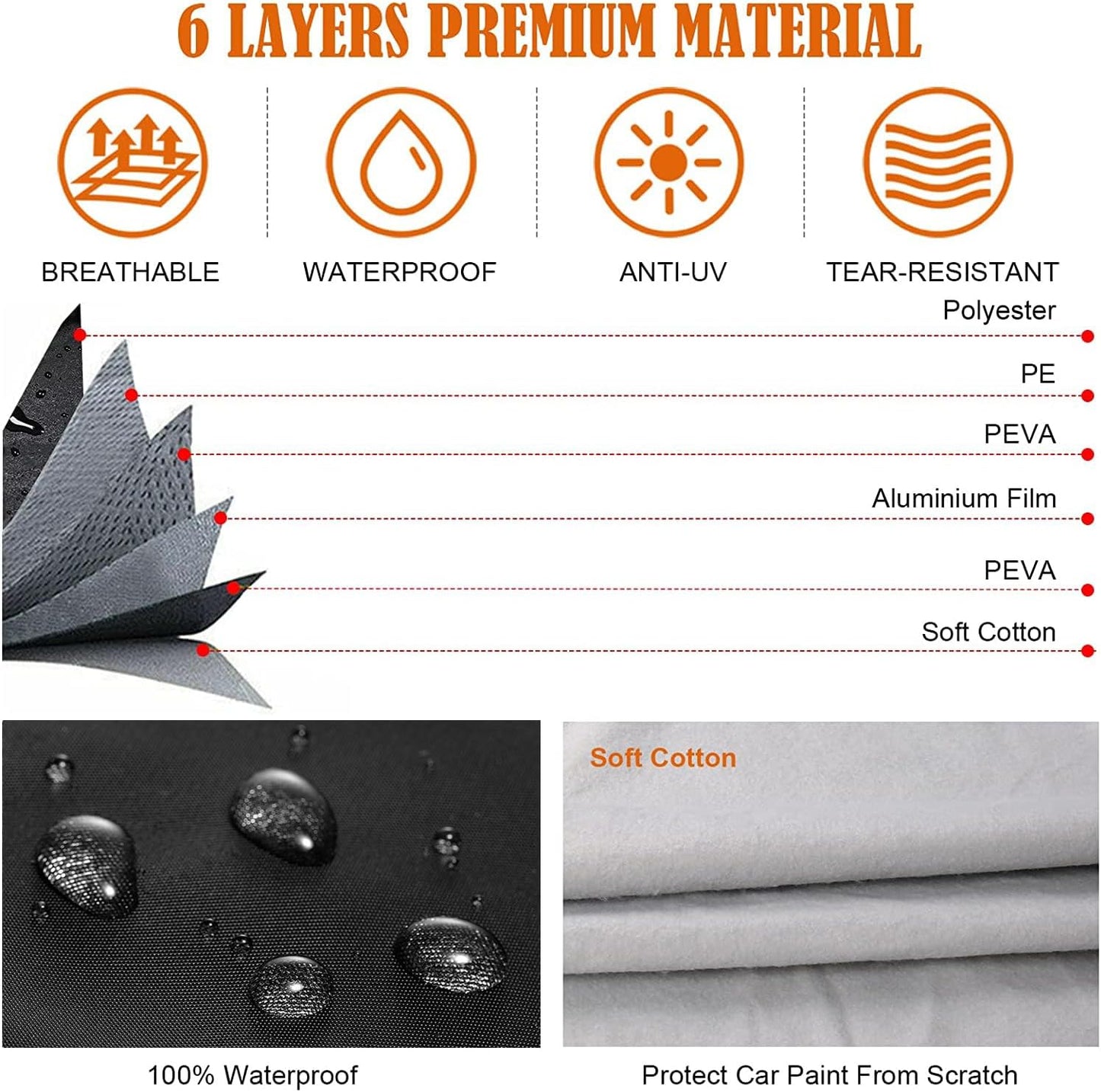 Waterproof Car Cover Compatible with Chevrolet Impala SS/LS/LT 2000-2020, 6 Layers All Weather Car Covers with Zipper Door for Snow Rain Dust Hail Protection