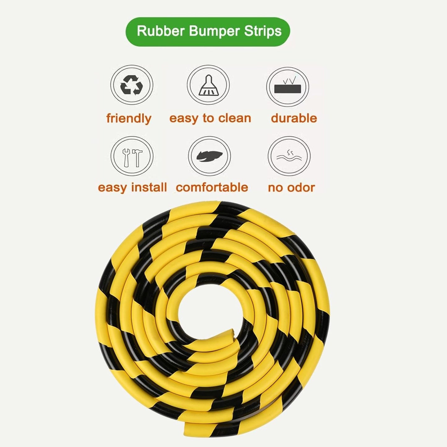 Heavy-Duty Corner Guards – 5M Self-Adhesive Yellow/Black NBR Rubber Wall Protectors for Garage, Parking Columns, and Warehouse Safety