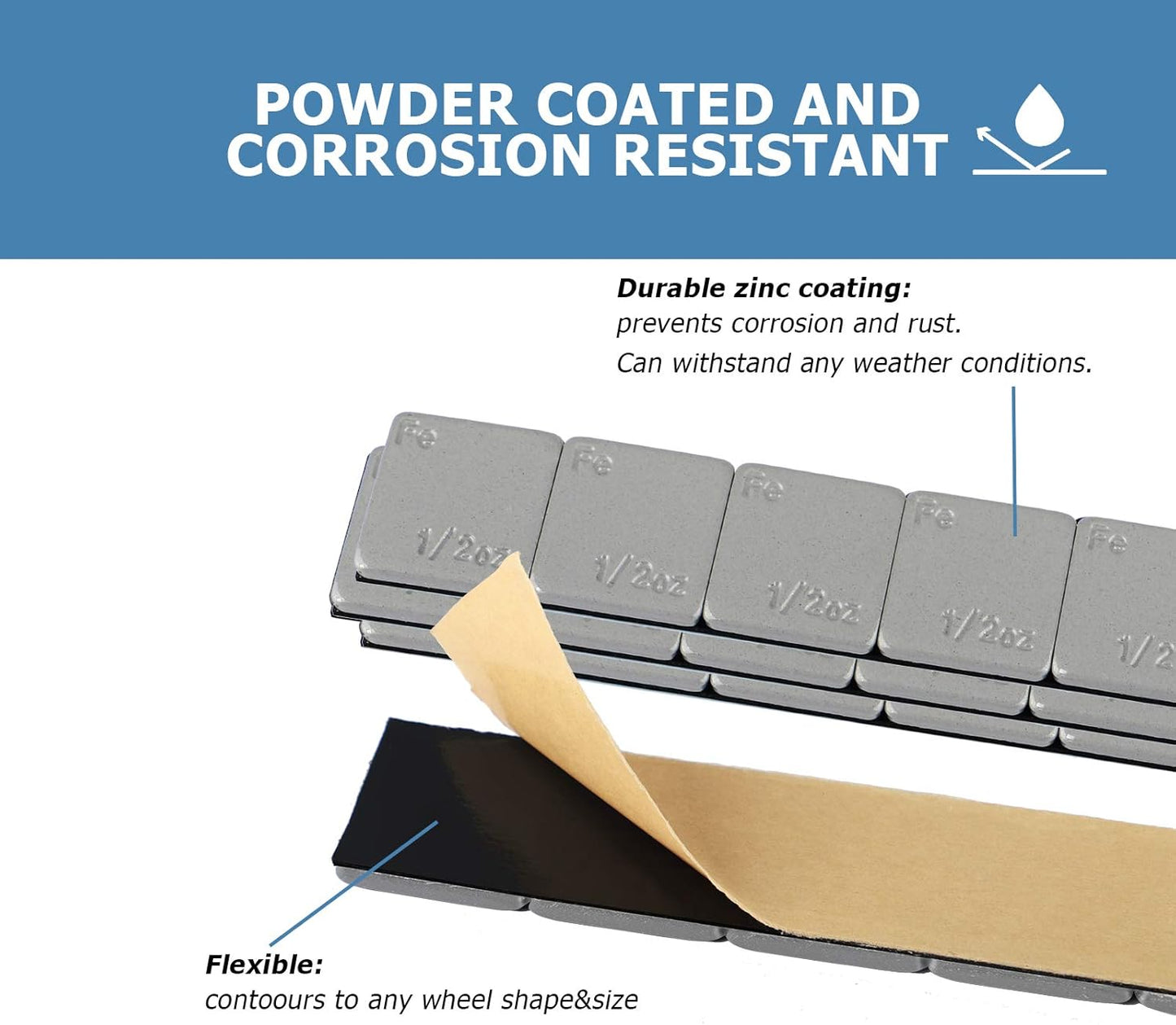 0.5 Oz Stick on Wheel Weights（144pcs,72oz）,1/2 Oz Gray Adhesive Backed Wheel Weights for Cars, Trucks, SUVs, Motorcycles, Low Profile