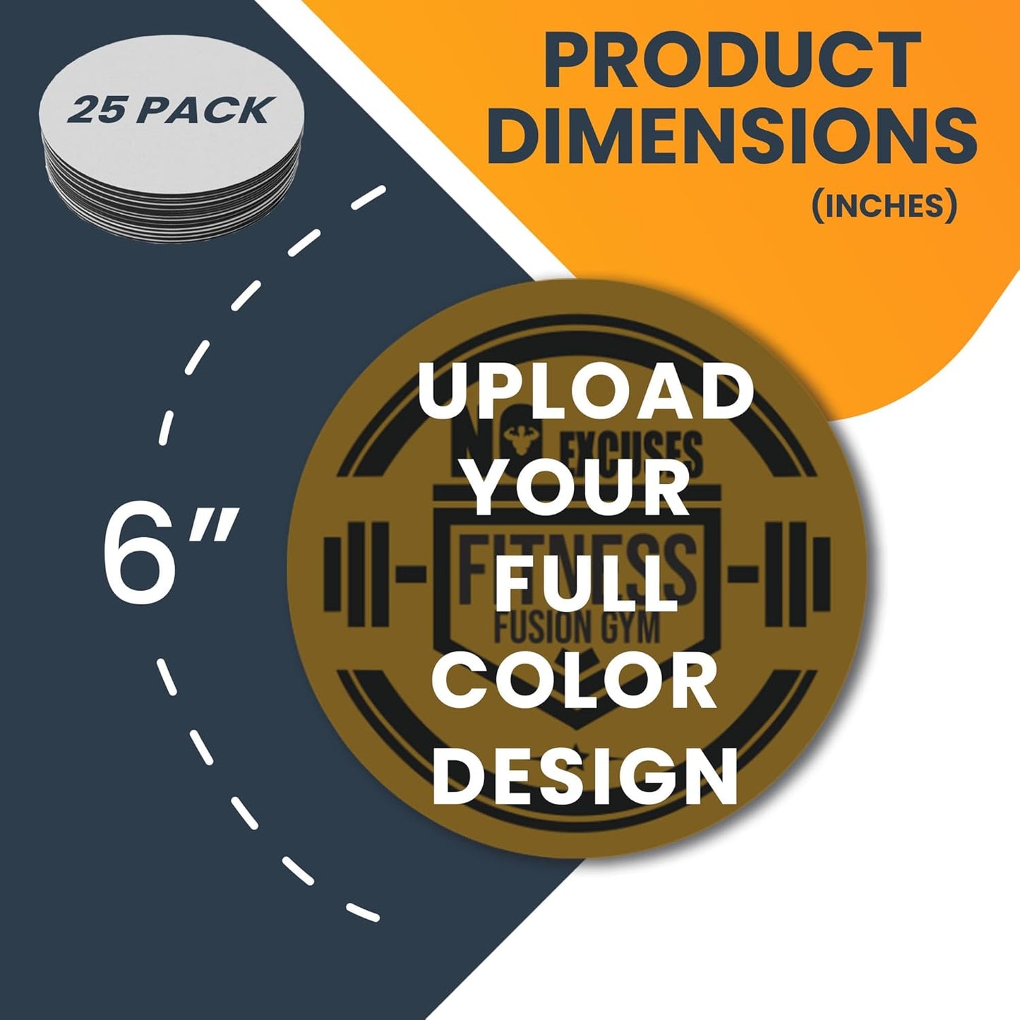 Magnet Me Up Customizable 30 Mil Round Magnet- 6”, 50 PK Weatherproof Car Magnet for Businesses, Sports Teams, Fundraiser, Personal Expression- Custom Text & Logo- Strong Magnetic Vinyl for Vehicles