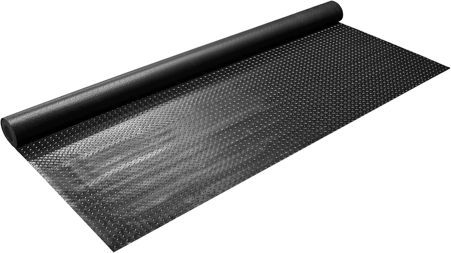 IncStores 2.5mm Thick Commercial-Grade Nitro Roll Garage Floor Mat | Flexible Vinyl Floor Mat for a Stronger and Safer Garage, Workshop, or Trailer | Diamond-Plate, Midnight Black, 10' x 25'