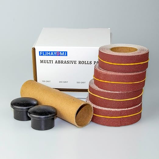 Sandpaper Roll，Emery Cloth Roll,150 240 320 400 Grits，Each Roll 1 Inch Wide and 19.7 Feet Long in Box, Suitable for Household Rust Removal, Woodworking and Metal Polishing