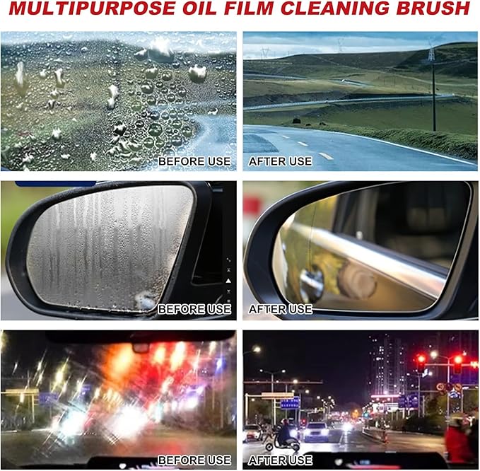 Automotive Oil Film Cleaning Brush,Glass Cleaning Board for Windshield,Car Windshield Cleaner,Glasss Oil Film Remover,Universal Glass Cleanings Wipe Board,2.0 Car Oils Films Cleanings Brush (2PCS Set)