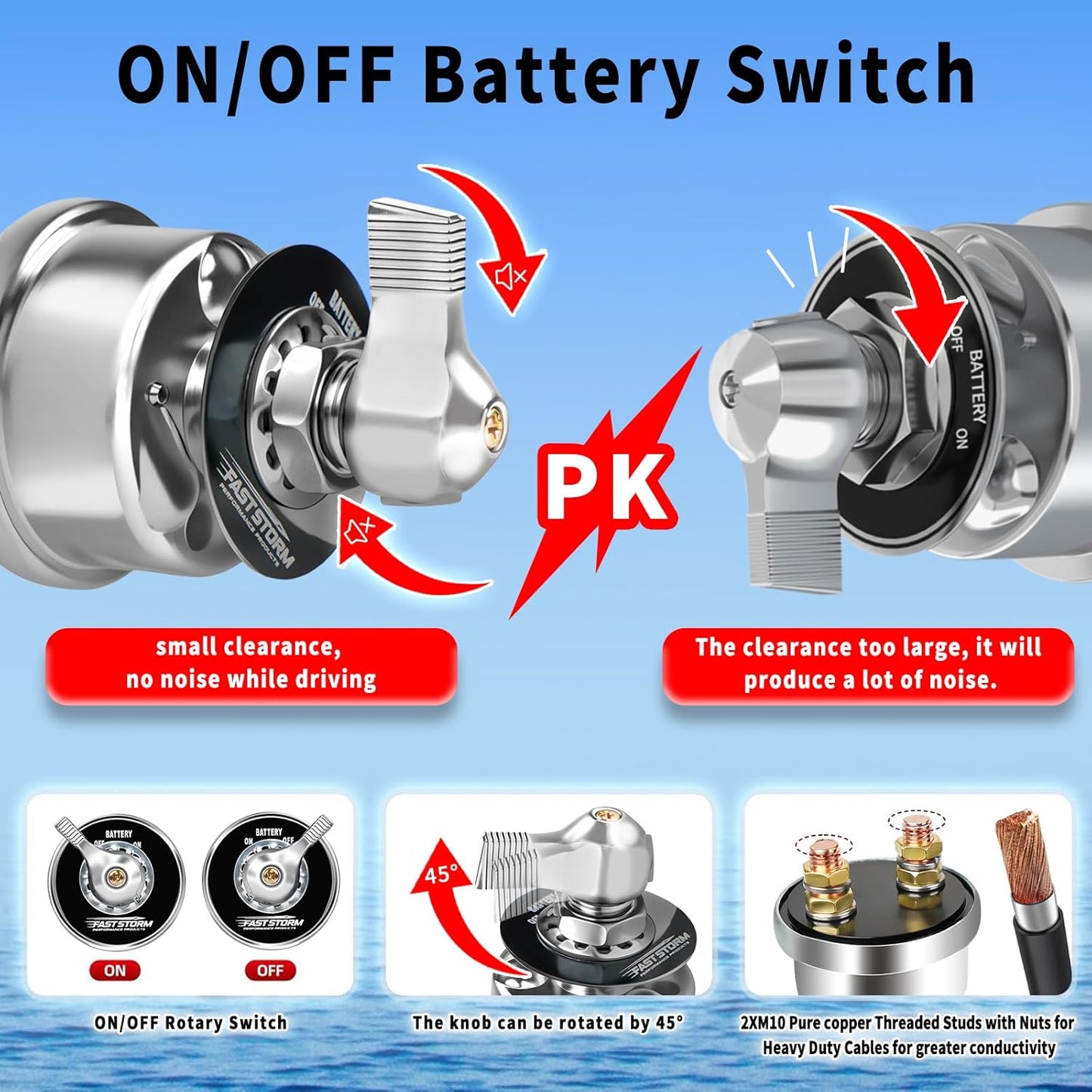 200A High Current Master Battery Disconnect Switch,12-48V Battery Power Cut Off Isolator Killer Switch with Face Plate for Car Vehicle RV Truck Boat Marine ATV