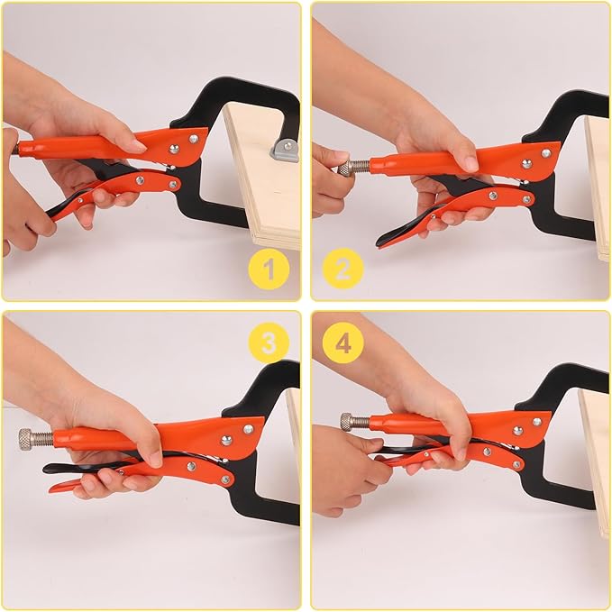 3 Pack 11 Inch Locking C Clamp, Versatile C Clamp Locking Pliers, Heavy Duty Vice Grips for Home Improvement, Welding & Workshop