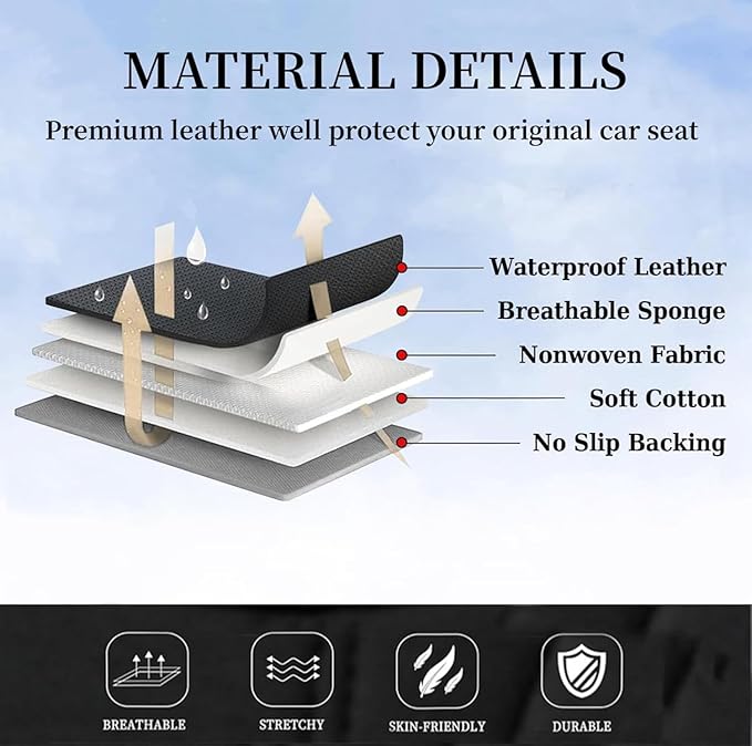 Coverado 9912 Car Seat Covers Full Set, Front Seat Cover and Back Seat Covers for Cars, Faux Leather Waterproof Seat Covers, Car Seat Covers Universal for Most Vehicles (Beige, FullSet)