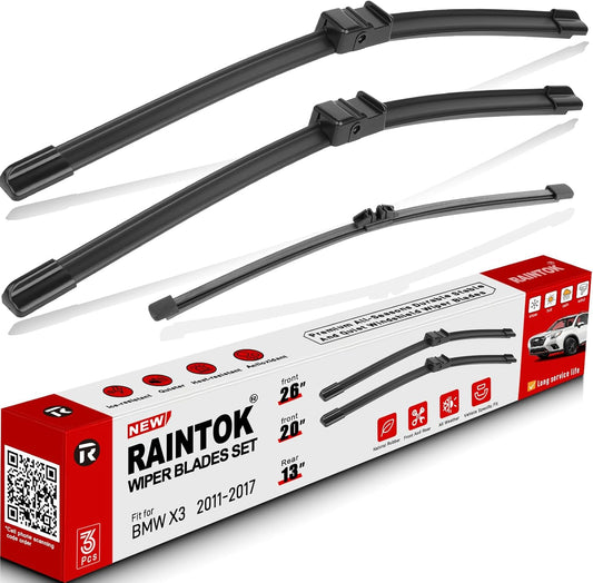 Windshield Wiper Blades Replacement for BMW X3 2011 2012 2013 2014 2015 2016 2017 Original Factory Quality Front Rear Wipers Blade Set for My Car - 26" 20" 13" (Pack of 3)