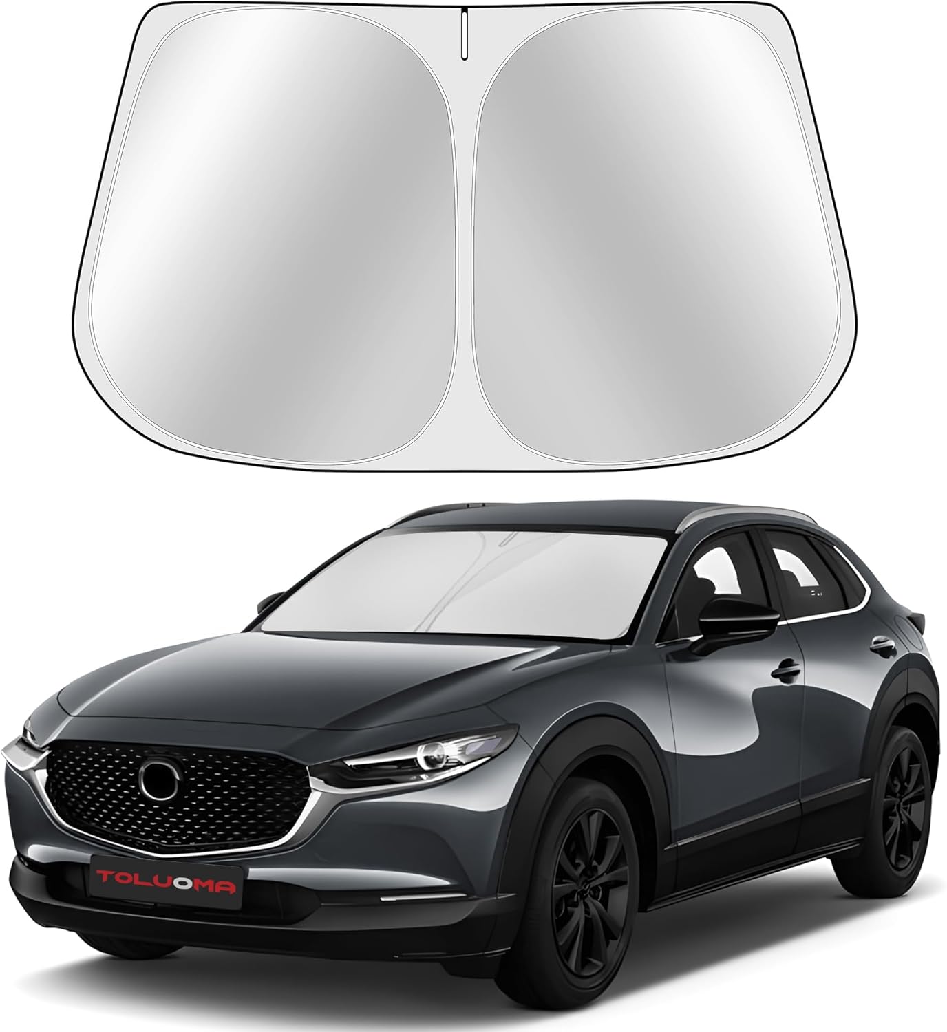 Custom Fit Windshield Sun Shade for Mazda 3 2019-2025 - Full Coverage, 210T Reflective Fabric, Double-Layer Design - Blocks 99% UV Rays, Keeps Car Cool, Easy to Install and Store