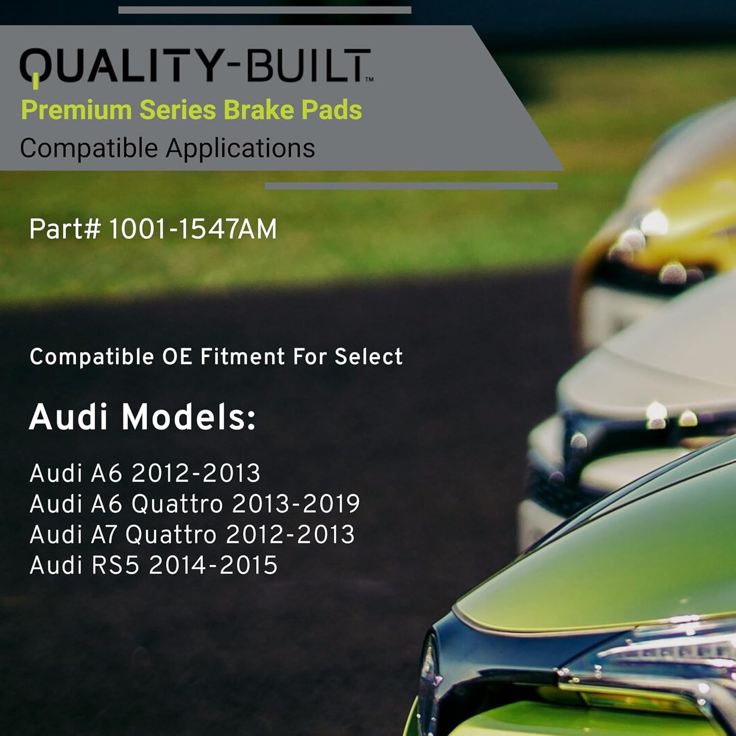 Premium Semi-Metallic Rear Brake Pads (1001-1547AM) Compatible with Audi A6 2012-2013, Audi A6 Quattro 2013-2019, Audi A7 Quattro 2012-2013, Audi RS5 2014-2015