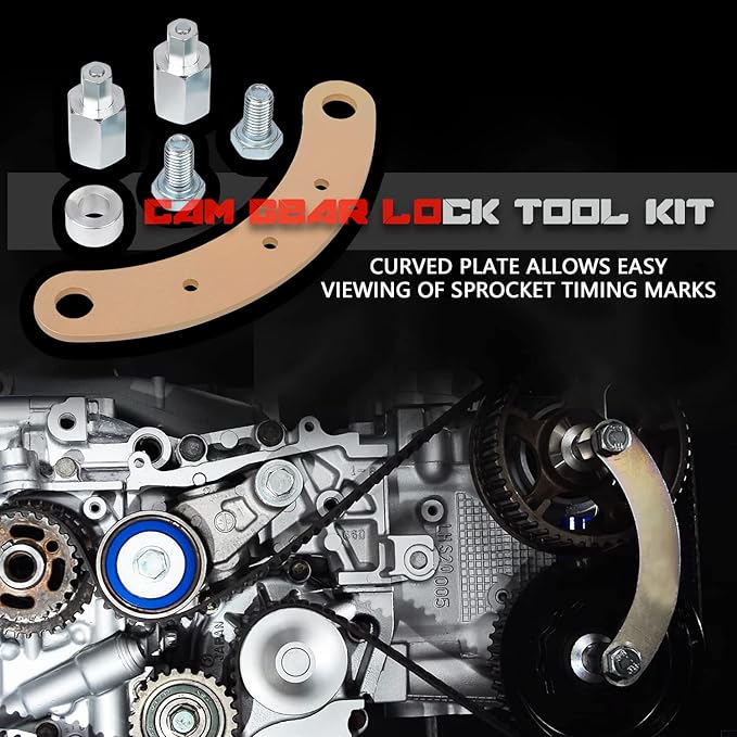 Intake/Exhaust Cam Sprocket Wrench Tool & Crank Pulley Wrench Holder Tool with Screws & Engine Cam Gear Lock/Camlock Tool Kit for Subaru STD