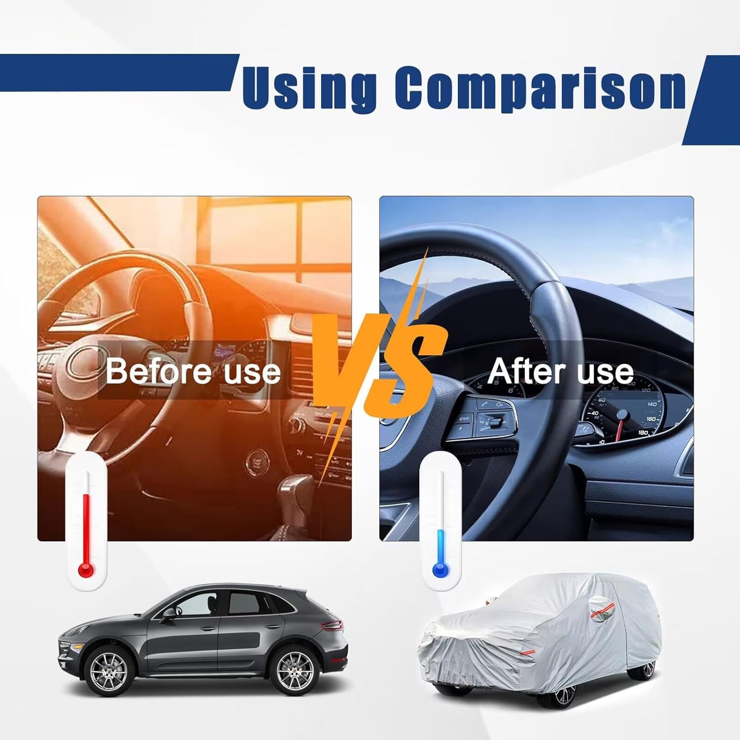 Kayme 6 Layers SUV Car Cover Custom Fit for Mercedes Benz GLC 300 350e（2016-2025） Waterproof All Weather for Automobiles, Outdoor Full Cover Rain Sun UV Protection.Silver