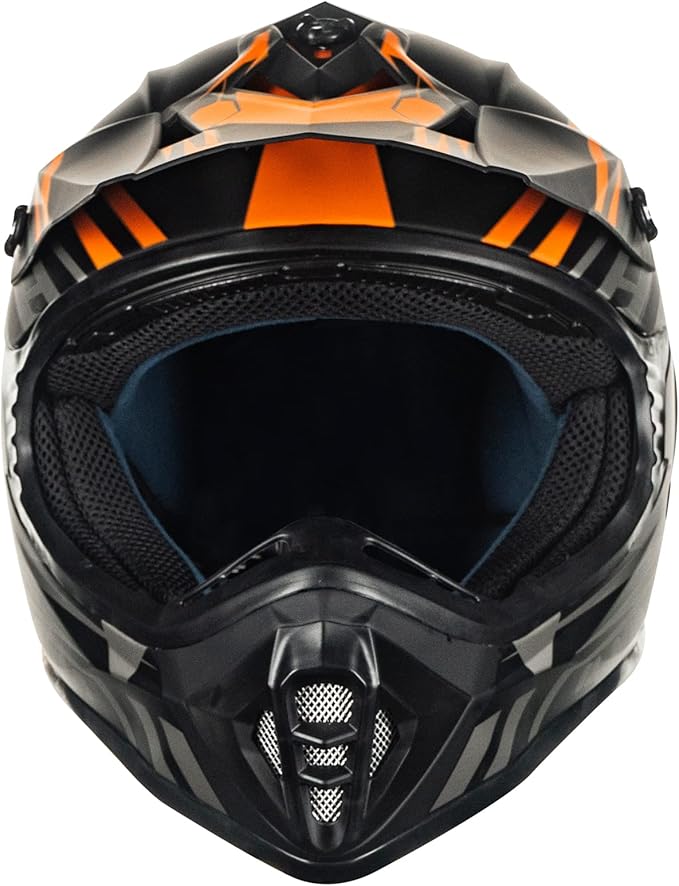 ILM Adult Dirt Bike Helmets Motocross ATV Dirtbike BMX MX Offroad Full Face Motorcycle Helmet, DOT Approved Model 128S (Orange Gray, Adult-XLarge)
