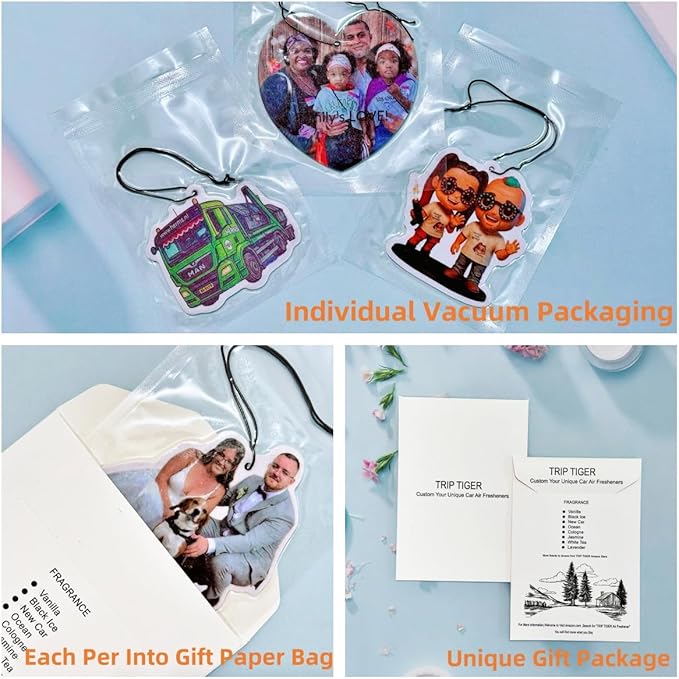 Custom Photo Car Air Fresheners with Picture- Personalized Scented Gifts for Girls Women & Men with New Car etc Various Smell, Mirror Hanging Accessories for Your Cars (Square)
