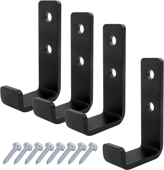4 Pack 3-1/2" Heavy Duty Steel J Hook, Wall Mount Utility Hook for Hanging Home Gym Garage Storage, Black