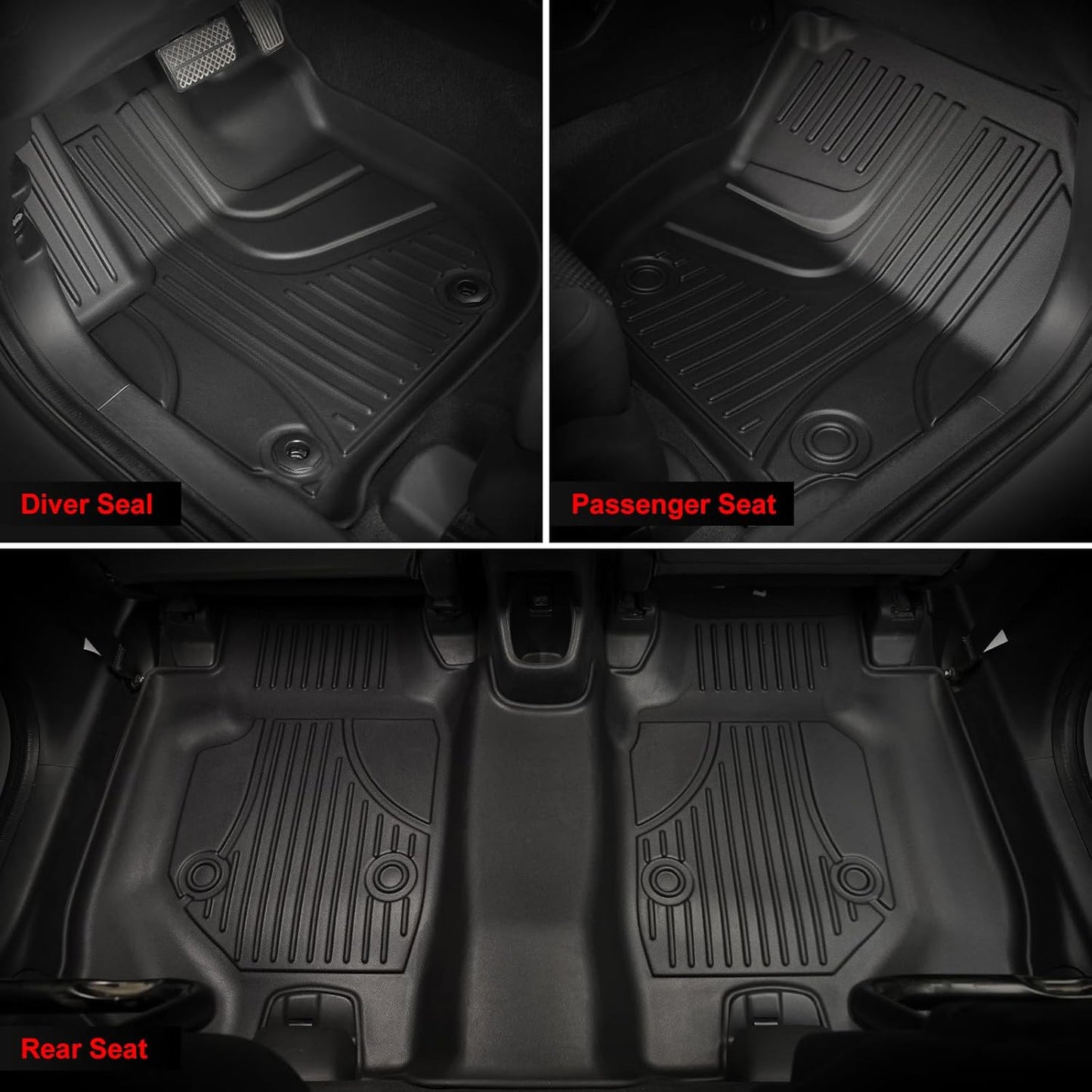 Floor Mats Fit for Honda HR-V HRV 2016-2022 - Front and Rear Row Liner Automotive Floor Mats - All-Weather Protection TPE Car Floor Liners HRV Accessories Black