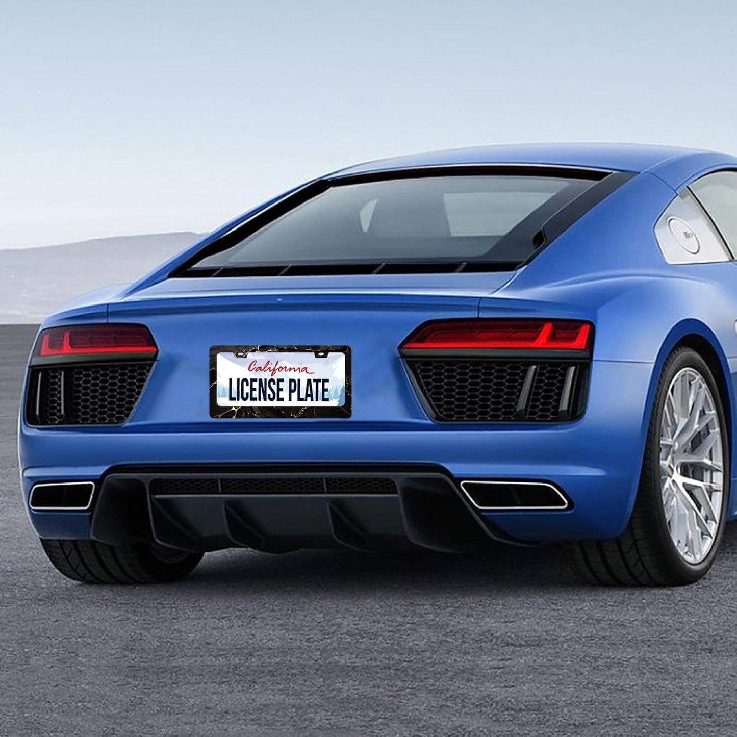 Marble License Plate Frame Black Gold Marble Printed License Plate Stainless Steel Funny License Plate Holder Men Women Colorful Car Accessory Decoration 12.3" x 6.3"